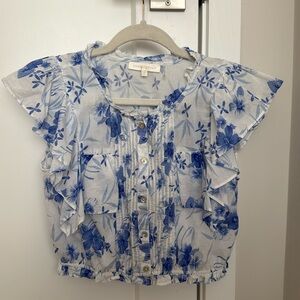 LoveShackFancy Floral Cropped Shirt